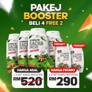 PAKEJ BOOSTER 4 BOTOL SERUM PERCUMA 2 BOTOL 70 ML