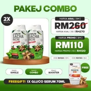 PAKEJ COMBO 2 BOTOL SERUM PERCUMA 1 BOTOL 70 ML